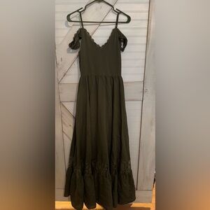 Joyfolie Elegant Olive Green Maxi Dress